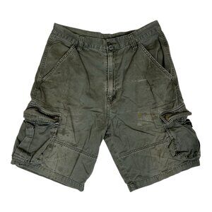 Vintage Sideout Cargo Shorts Size 32 Green Thrashed Surf Grunge